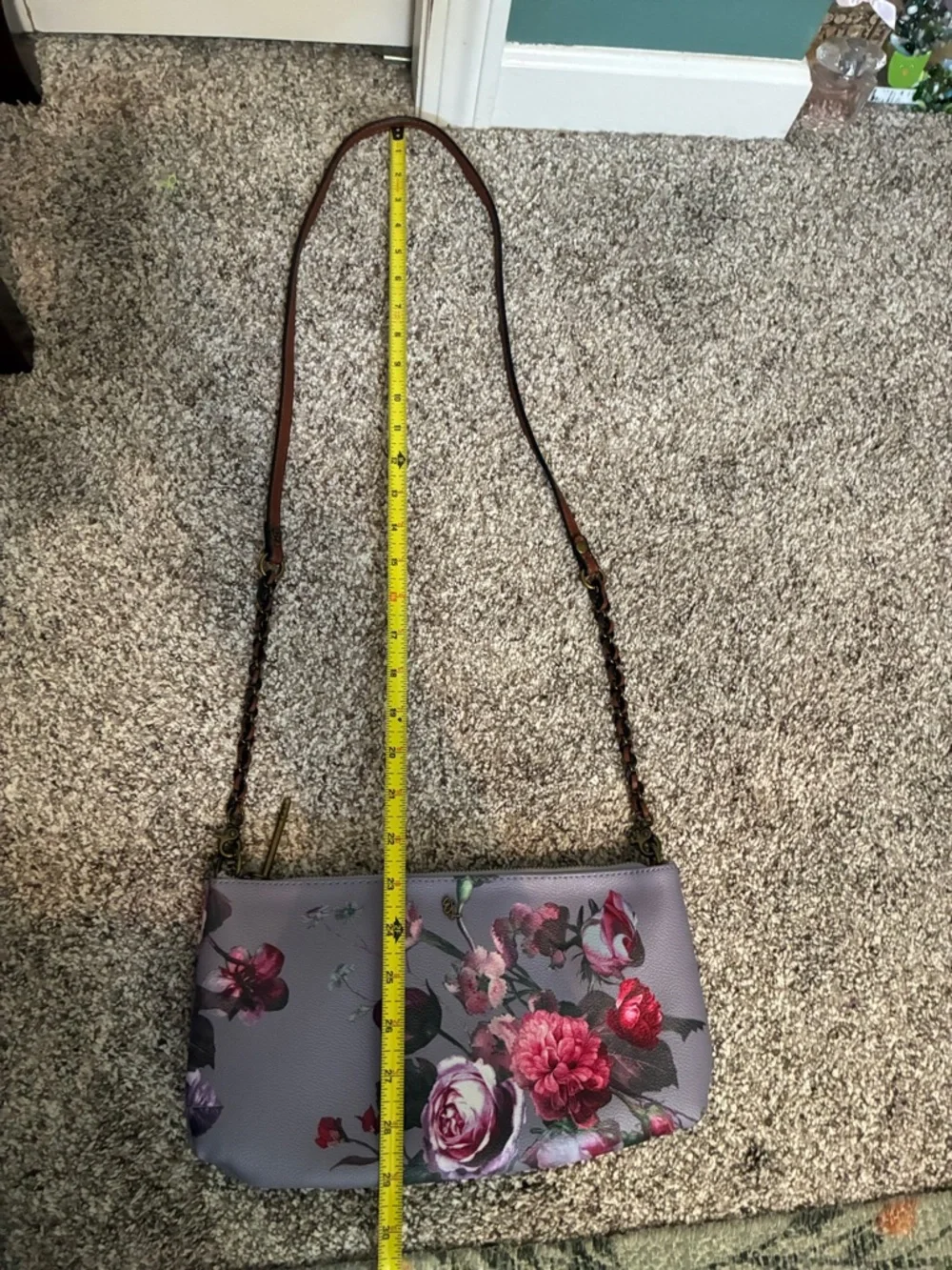Elliott Lucca Artisan Floral Vintage Rose Crossbody Clutch Bag